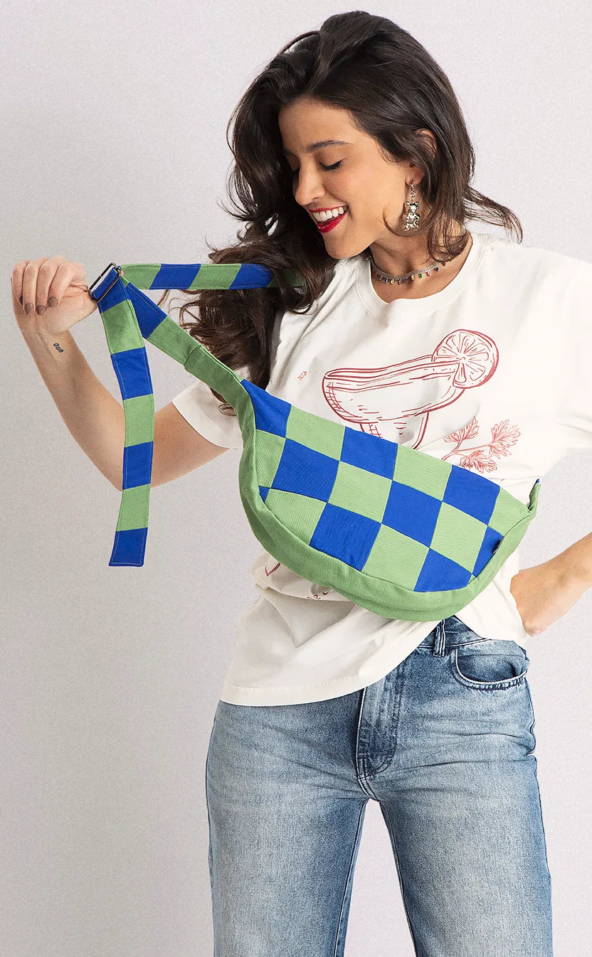 Bolsa Jogo de Tabuleiro, crossbody, verde e azul – foto 1