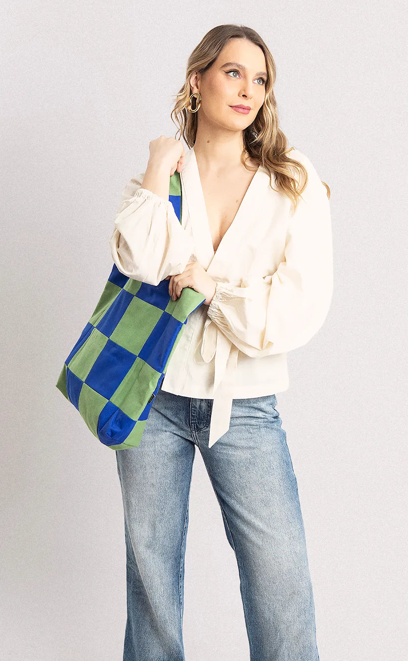Bolsa Jogo de Tabuleiro, tote, verde e azul – foto 2