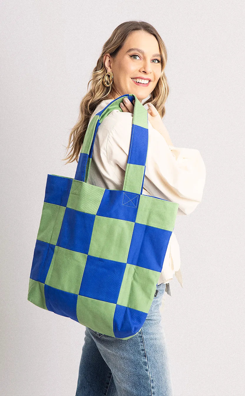 Bolsa Jogo de Tabuleiro, tote, verde e azul – foto 6