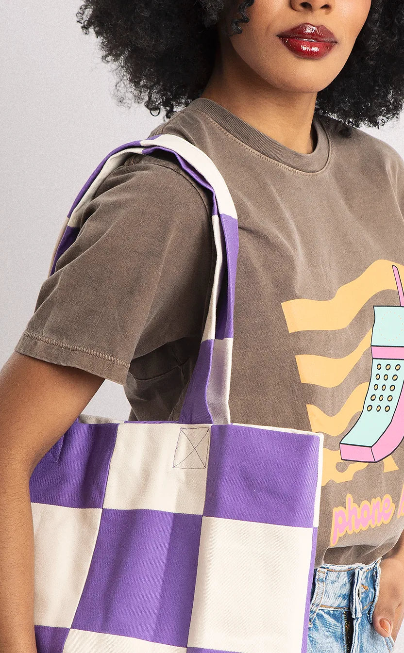 Bolsa Jogo de Tabuleiro, tote, roxa – foto 3