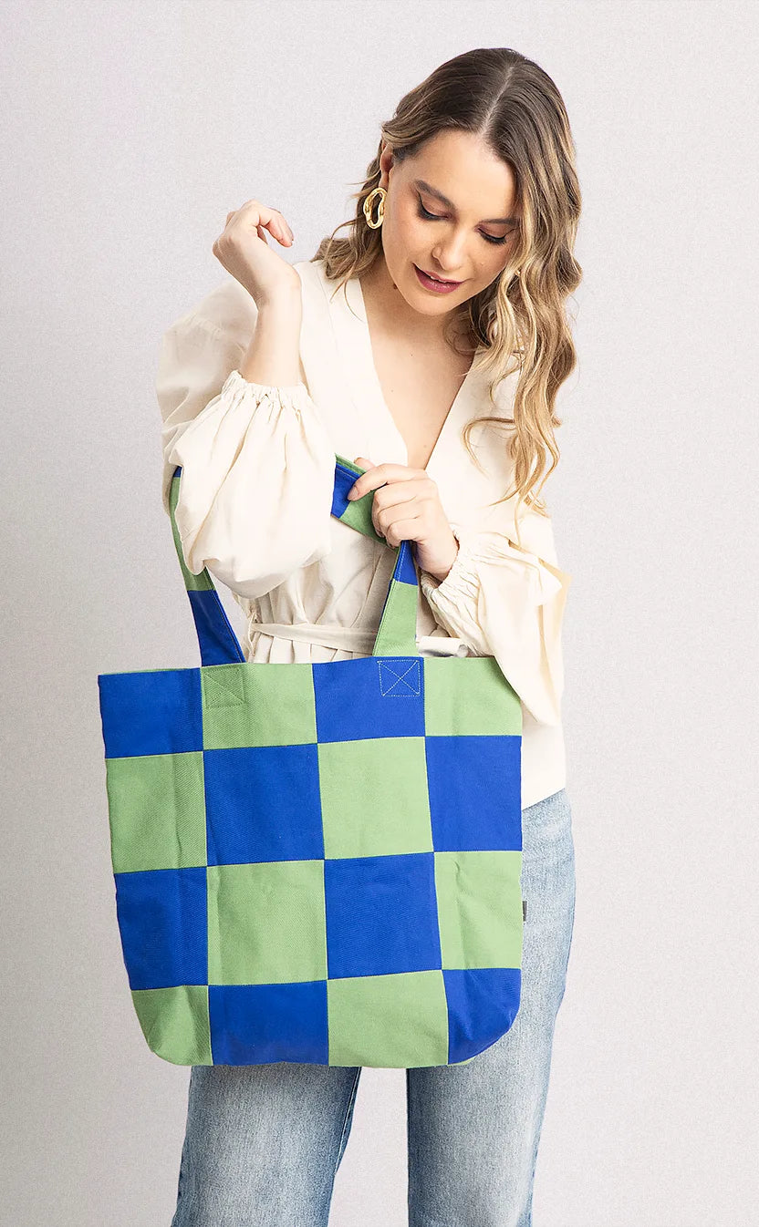 Bolsa Jogo de Tabuleiro, tote, verde e azul – foto 1